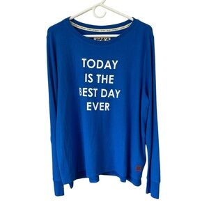 Peace Love World blue Best Day Ever cozy long sleeve shirt Large